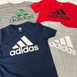 Lot of 4 Boys Adidas Graphic T Shirts Size Medium 10-12 Gray Navy Blue & Red